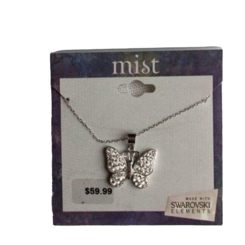 NEW Sterling Silver Swarovski Butterfly Necklace